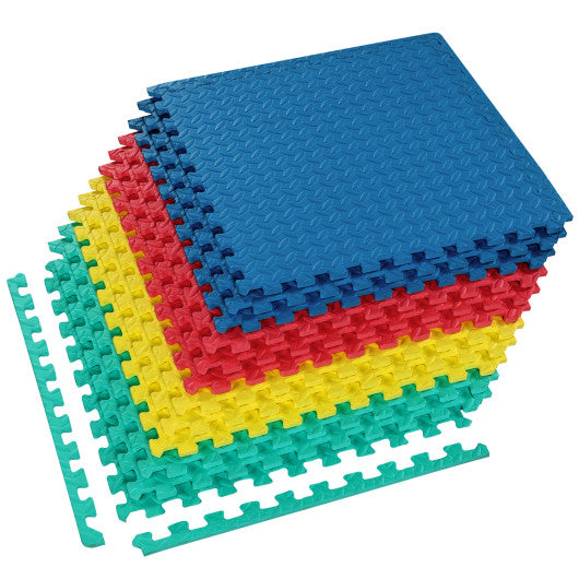 12 Pieces Puzzle Interlocking Flooring Mat with Anti-slip and Waterproof Surface