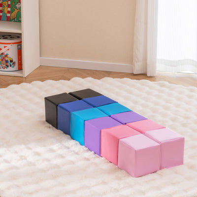 12 Pieces Soft Foam Building Blocks Climbing Foam Cubes Set for Kids-Deep Multicolor