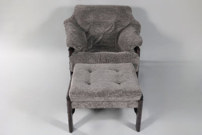 Chair & Ottoman – Taye with Tiger Maple Arms (Grey)