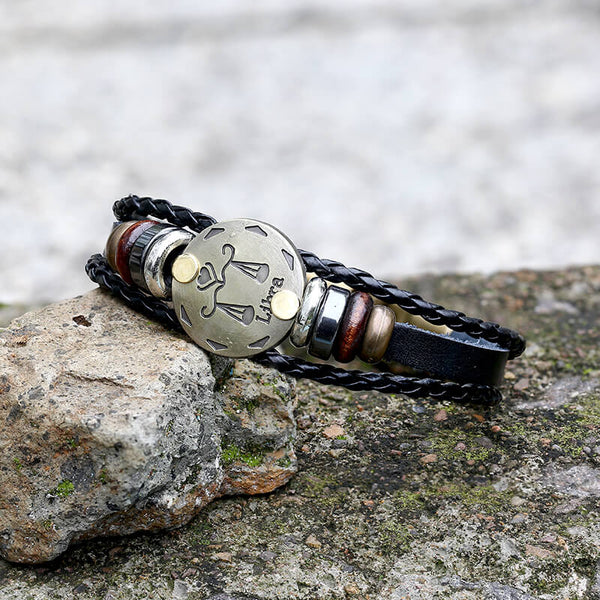 12 Constellation Alloy Leather Bracelet