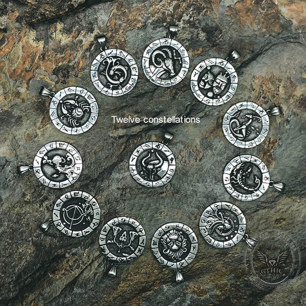 12 Constellation Divination Stainless Steel Pendant