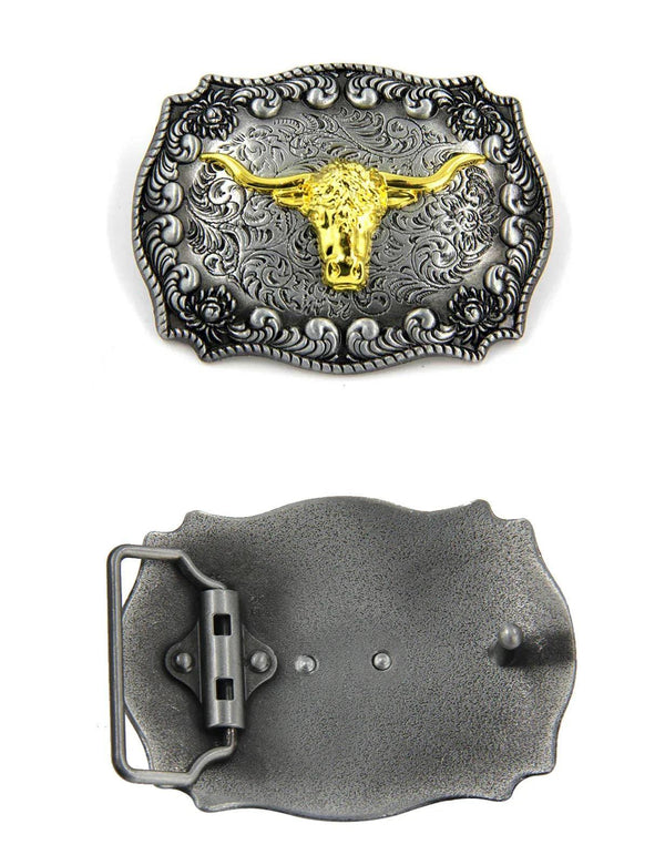 TOPACC Texas Longhorn Bull Buckle Bronze/Two Tone - Gifts for You 'n Me