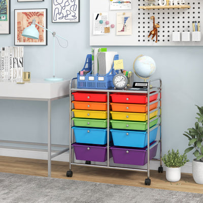 12 Drawers Rolling Cart Storage Scrapbook Paper Organizer Bins-Multicolor