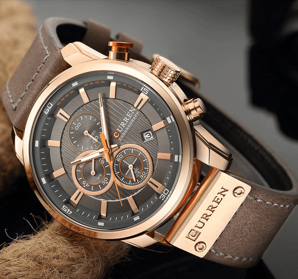 Men's Waterproof Elegant Sport Watch With Chronometers Day View, Leather  Belts And Hardlex Scratch Resistant Glass Perfect Gift For Him