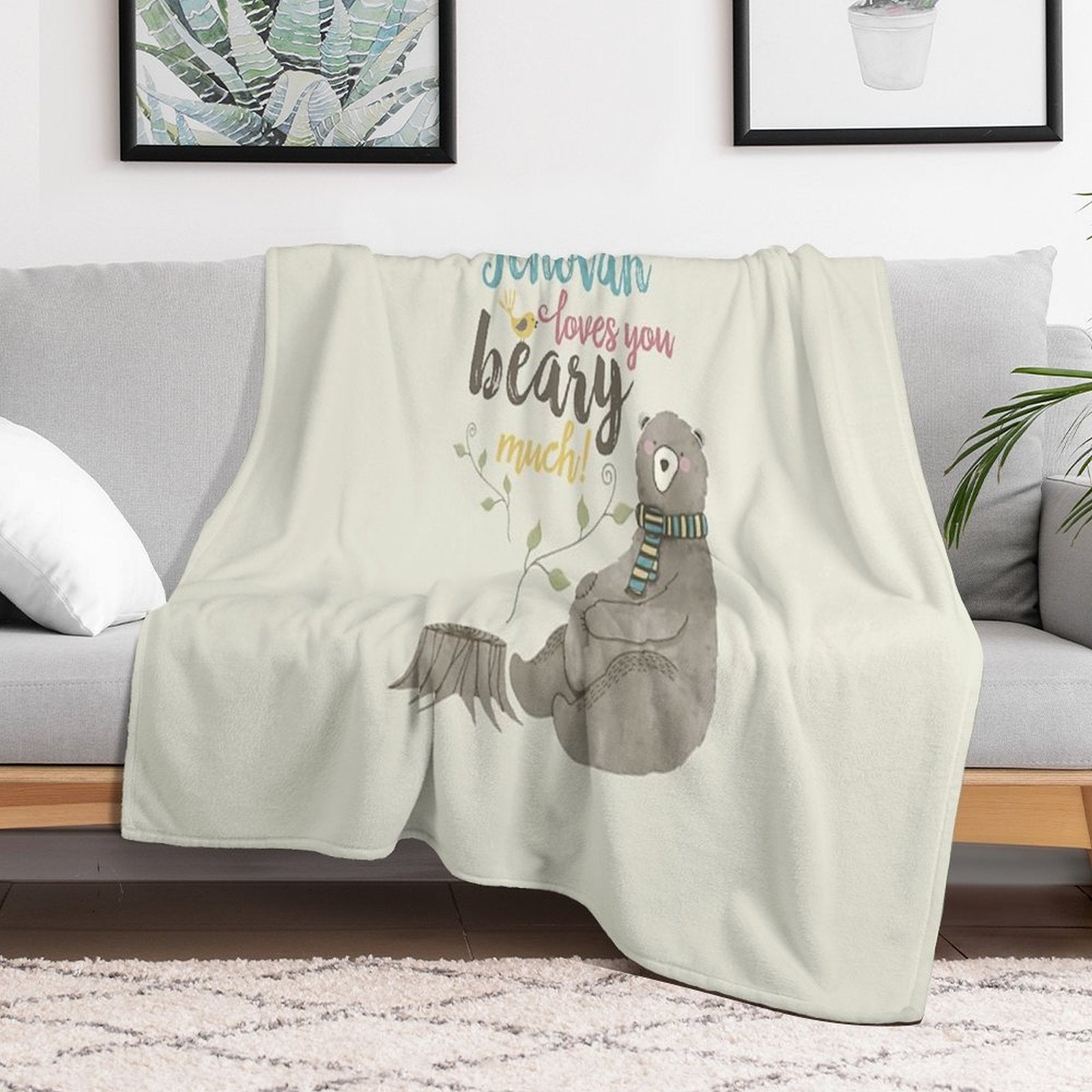 Jehovah Loves You Beary Much Comfort Throw Blanket