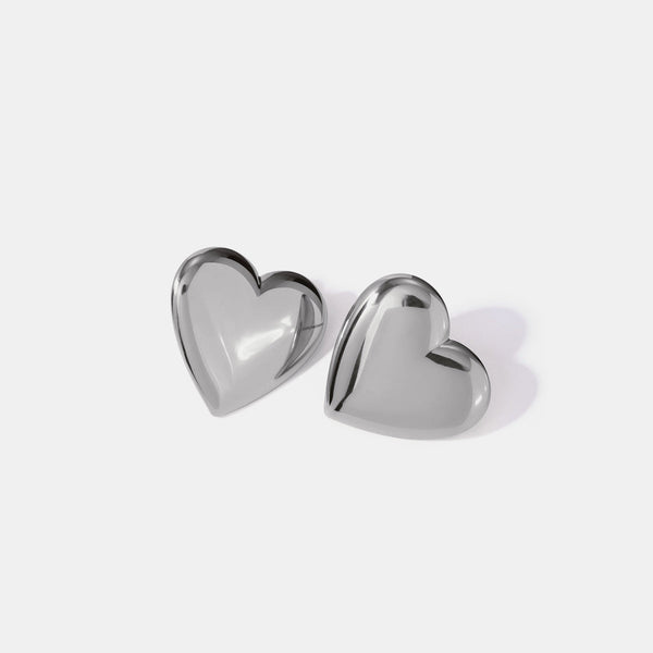 Silver Heart Stud Earrings