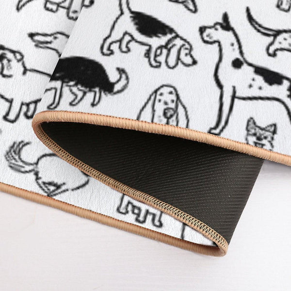 Black And White Dogs Pattern Bath Mat