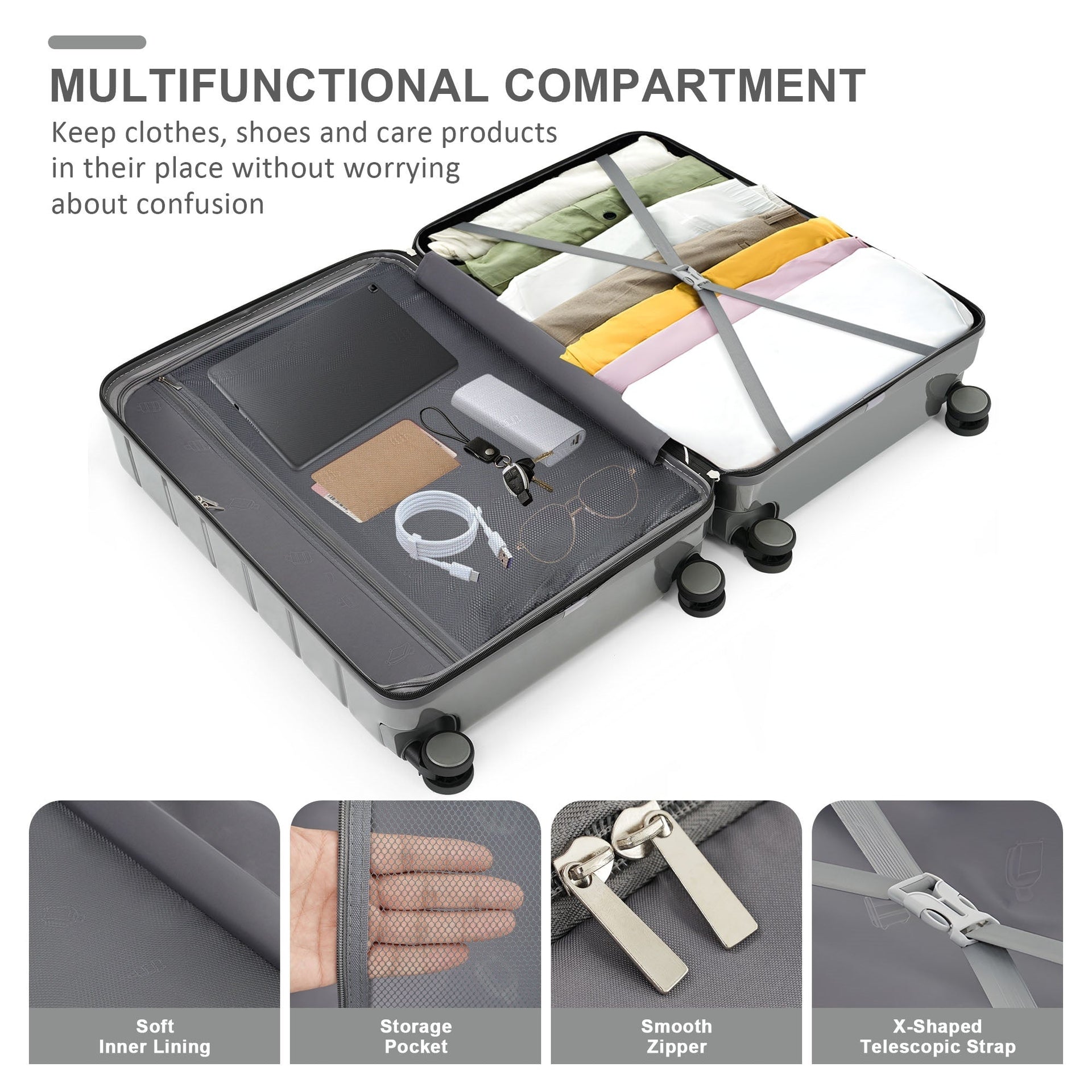5 Piece Luggage Set with Expandable Duffel Bag & Foldable Backpack – 20