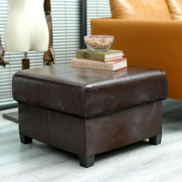 Brown Folding Storage Bench Ottoman Hidden Compartments