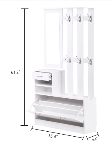 Combination Model Gate Cabinet with Shoe Cabinet, Hang Shelf, and Mirror