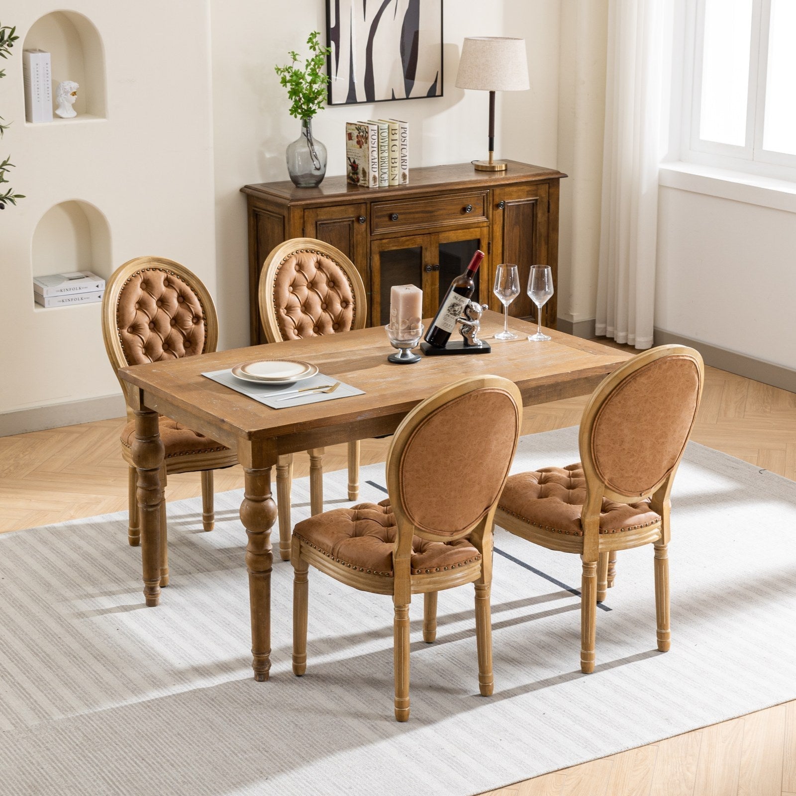 Set of 2 French Style Solid Wood Antique Dining Chairs BLAKHOM