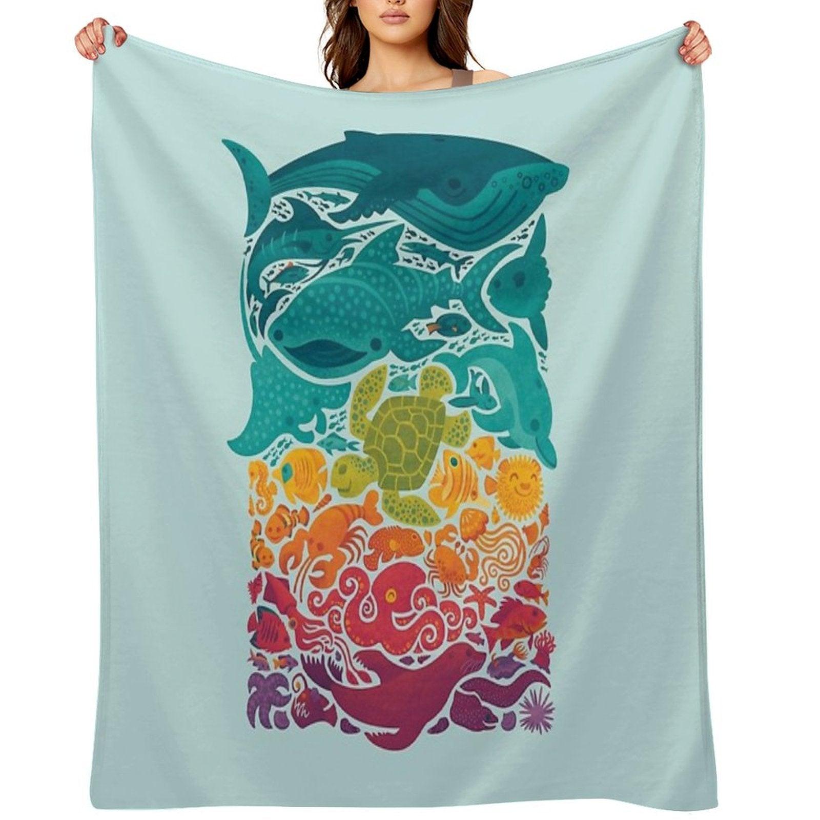 Aquatic Spectrum  Light Blue Throw Blanket