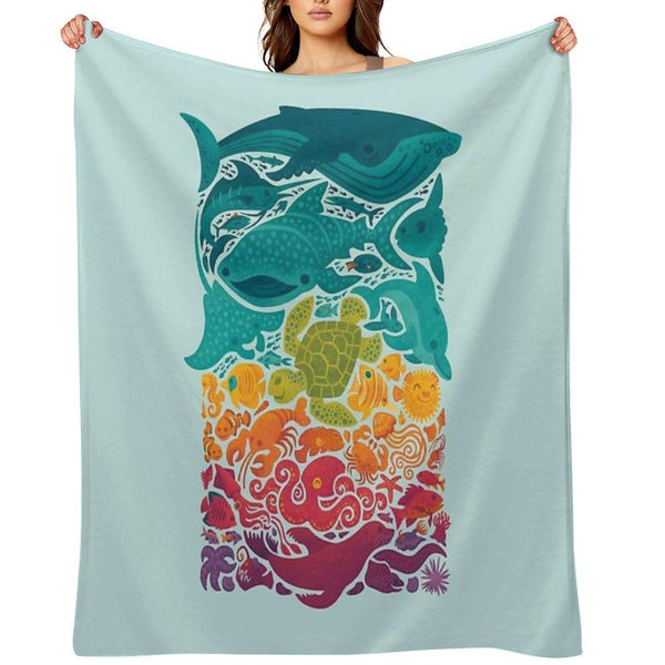 Aquatic Spectrum  Light Blue Throw Blanket