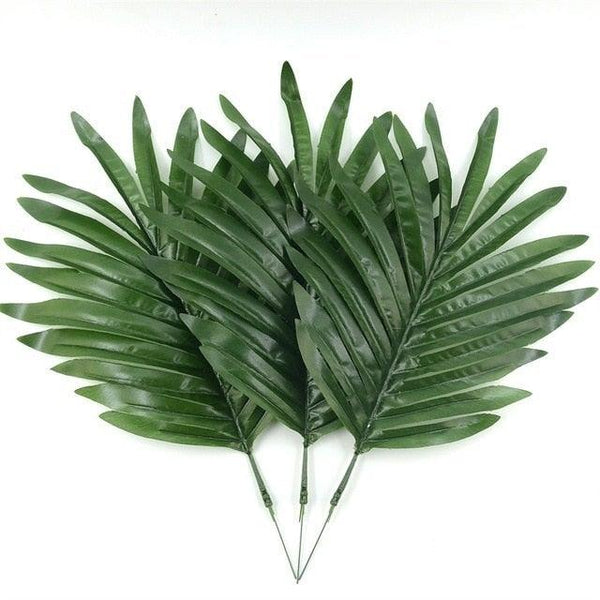 12Pcs 2Kind Large Artificial Fake Monstera Palm Leaves Green Plastic Leaf Wedding Decoration Flowers