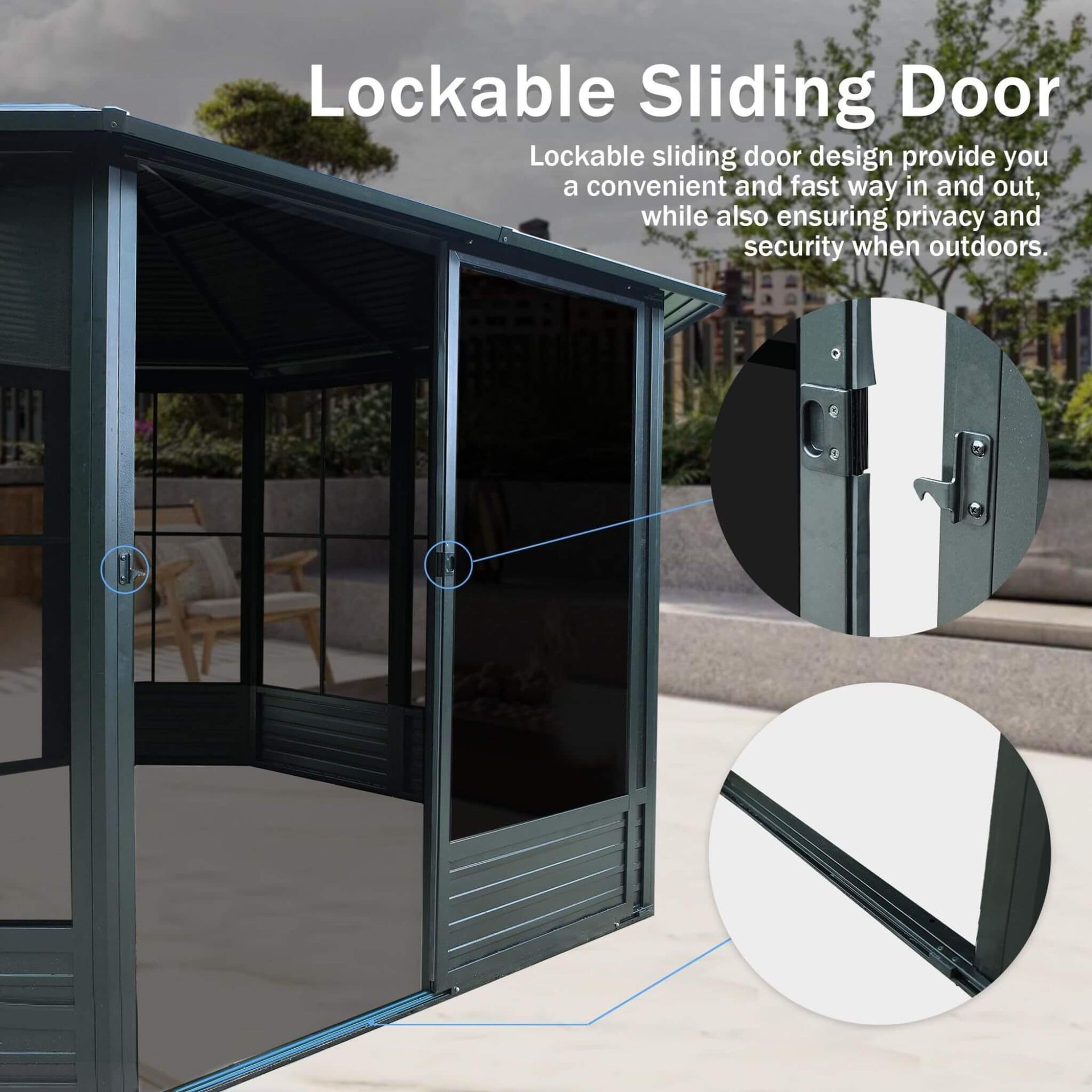 [12X12FT] Large Octagonal Sunroom Solarium With Lockable Sliding Doors And Galvanized Steel Sloping Roof (SAK47843)