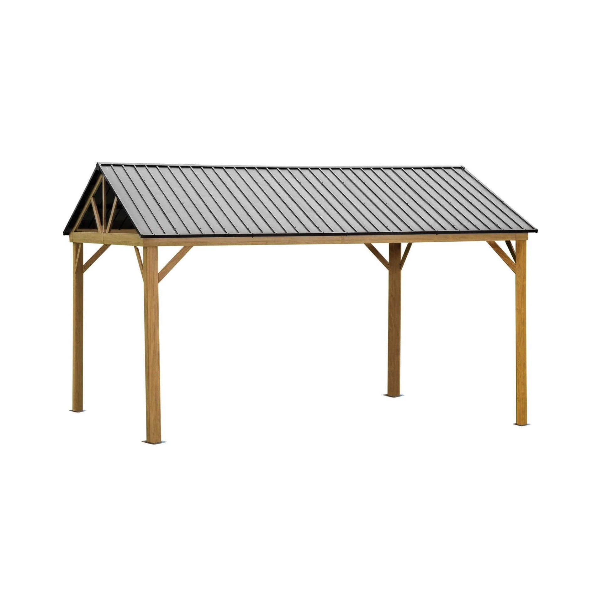 [12X14FT] Hardtop All-Weather Outdoor Gazebo With Galvanized Steel Roof (SAK83261)