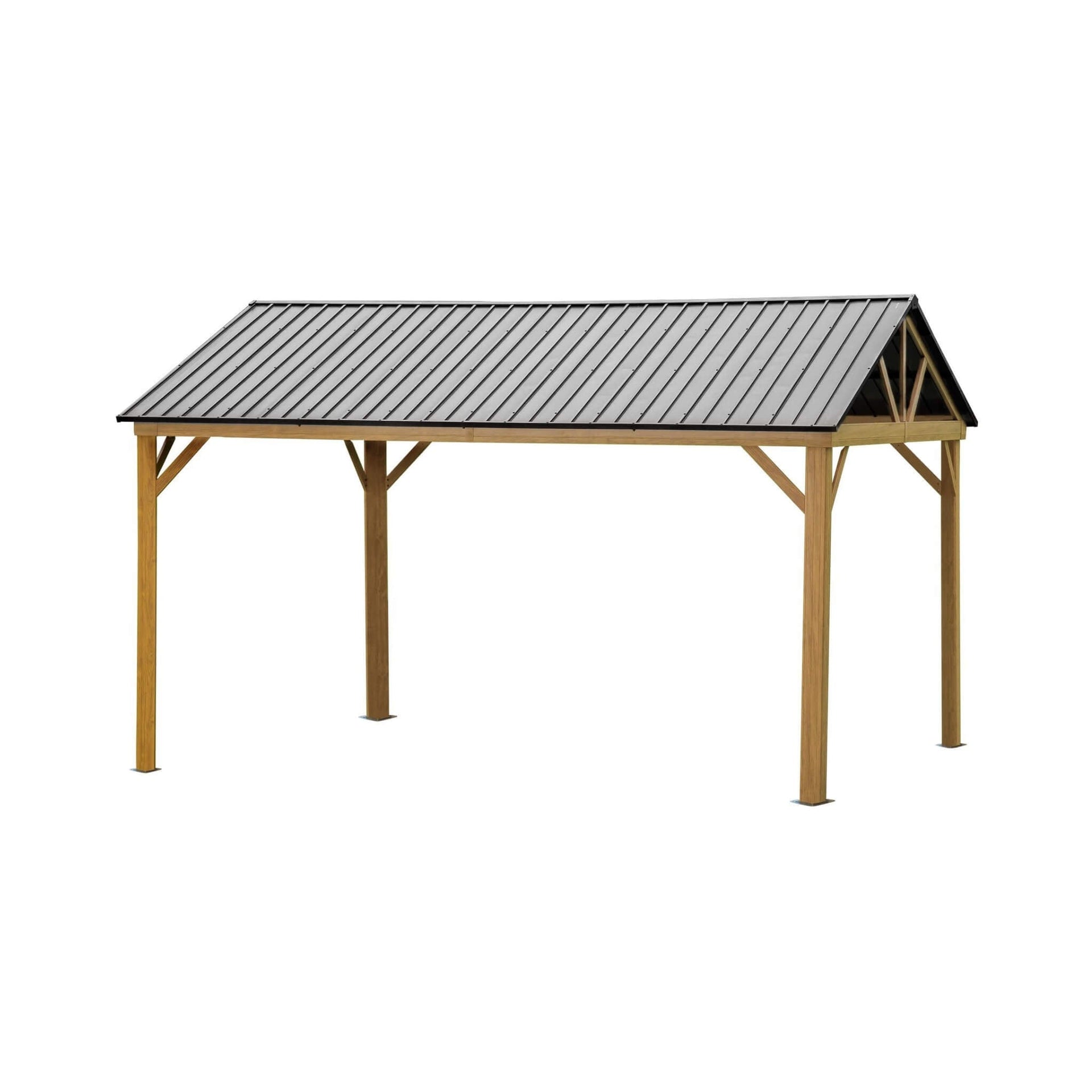 [12X14FT] Hardtop All-Weather Outdoor Gazebo With Galvanized Steel Roof (SAK83261)