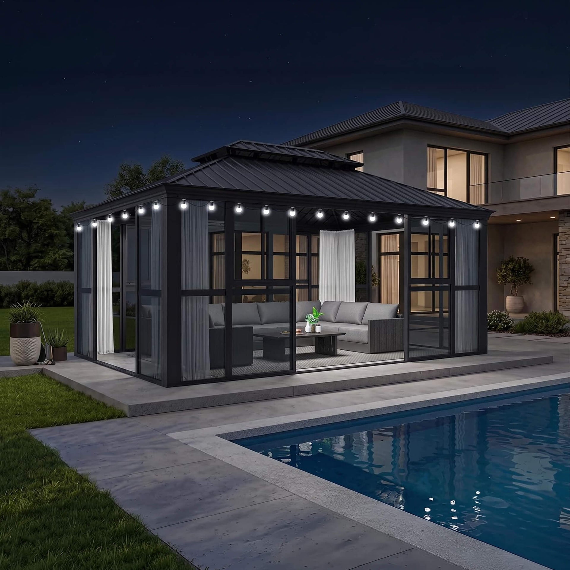 [12X16FT] Vue Extra-Large Luxury Panoramic Solarium With Windows And Sliding Doors (SAK71853)