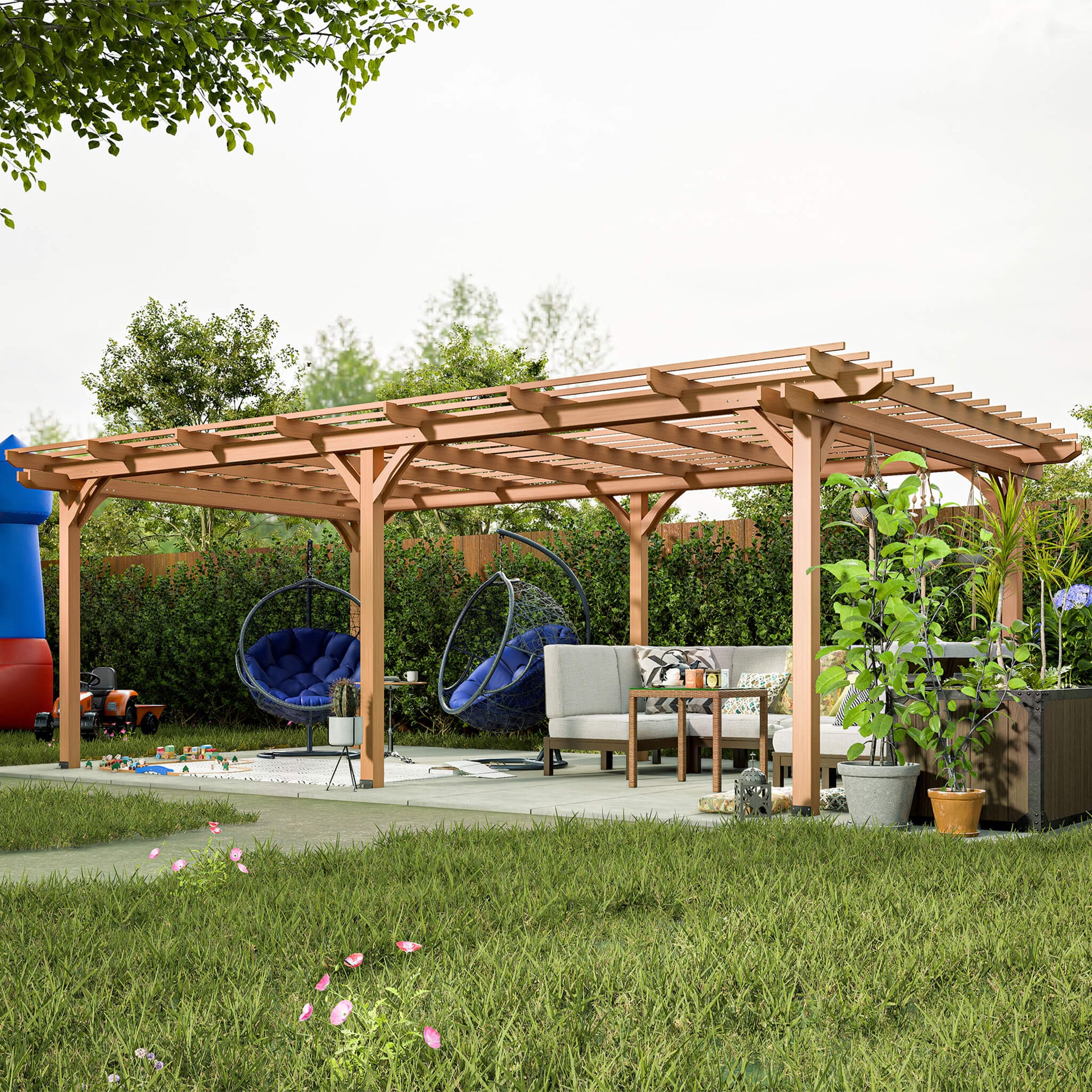 [12X16FT] Extra-Large Outdoor Wooden Waterproof Grape Pergola (SAK76476)