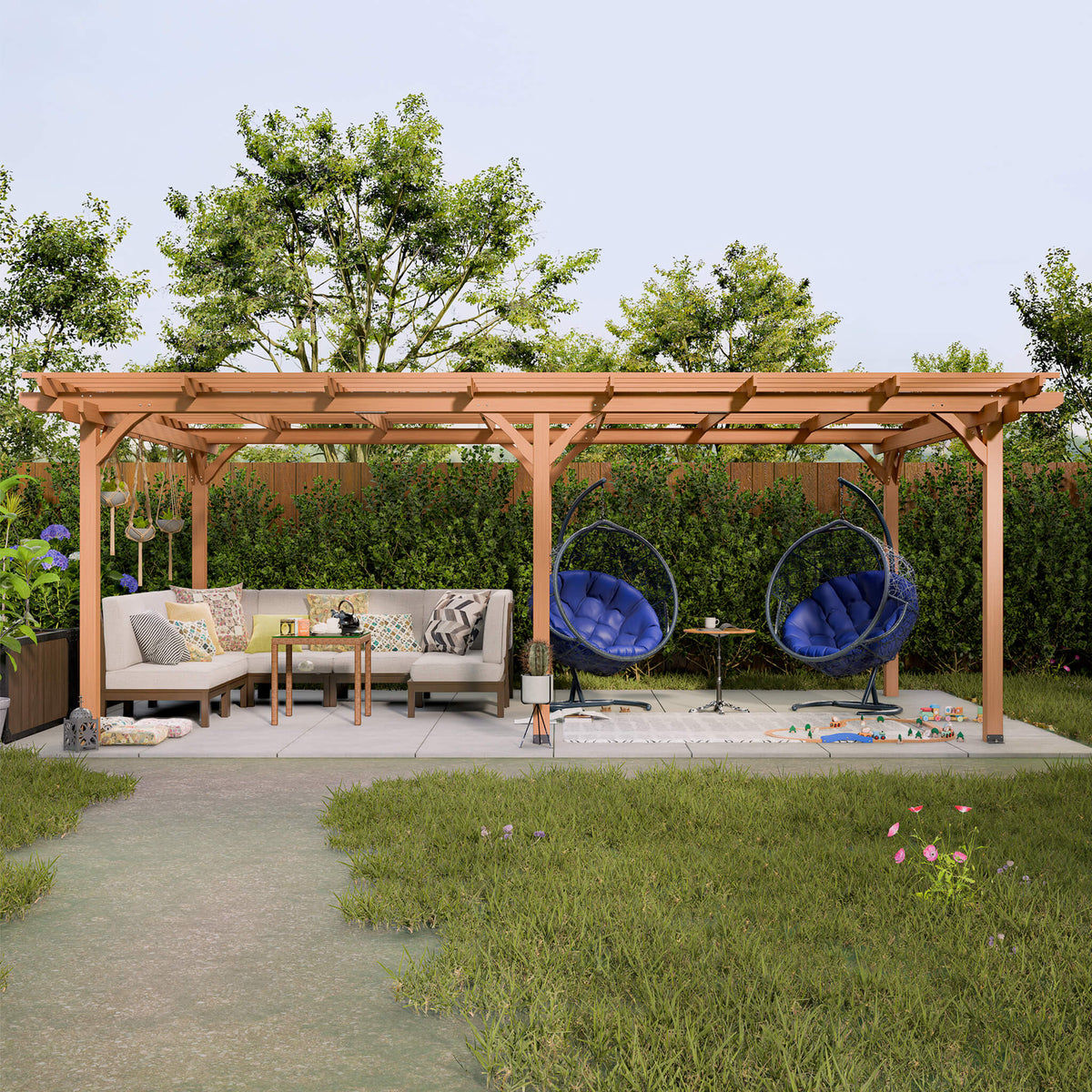 [12X16FT] Extra-Large Outdoor Wooden Waterproof Grape Pergola (SAK76476)