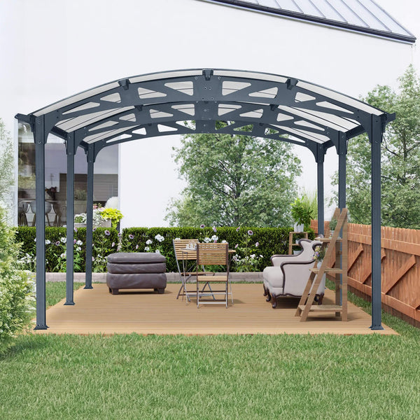 [12X16FT] Large Outdoor Aluminum Arch Carport With Polycarbonate Panels (SAK65820)