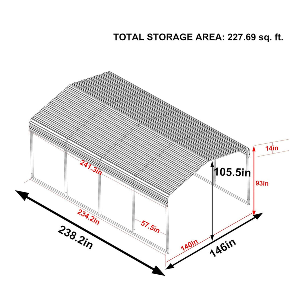 [12X20FT] Premium Heavy-Duty Outdoor Canopy Garage Shelter With Galvanized Metal Roof (SAK91523)