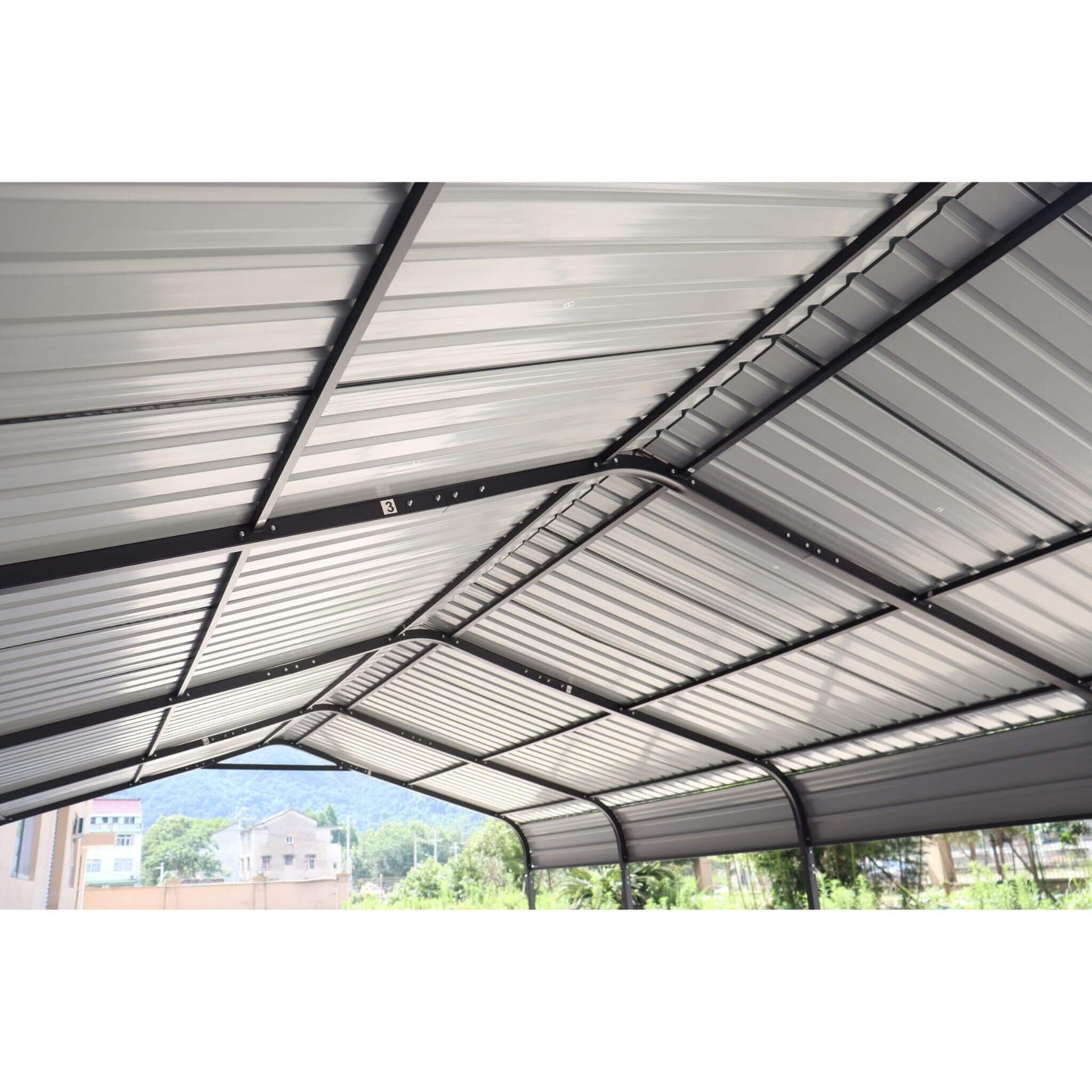 [12X20FT] Heavy-Duty Metal Carport With Galvanized Steel Roof For Car, Boats And Trucks, Gray (SAK95562)