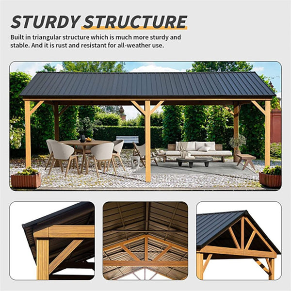 [12X20FT] Alora Premium Outdoor Double-Layer Galvanized Steel Hardtop Gazebo Pergola For Patio (SAK46095)