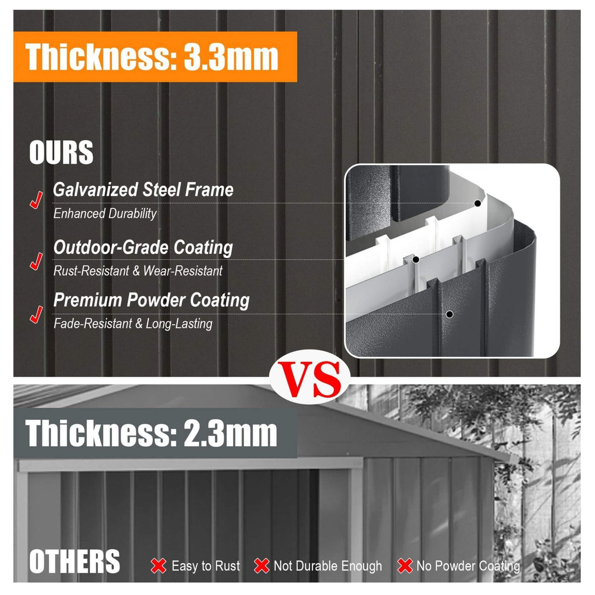 [12X25FT] Extra-Large Heavy-Duty Outdoor Metal Carport Garage Shed With Lockable Double Hinged Doors (SAK34153)