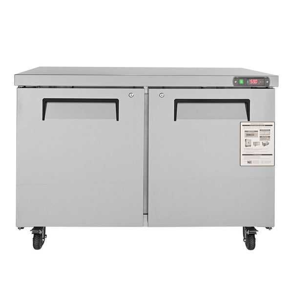 12.9 Cu.Ft 2-Door Commercial Stainless Steel Worktop Undercounter Refrigerator, 48