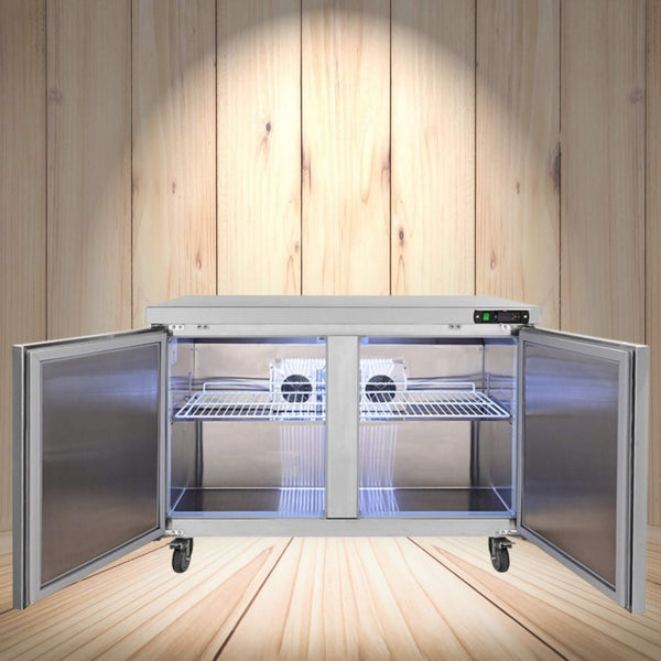 12.9 Cu.Ft 2-Door Commercial Stainless Steel Worktop Undercounter Refrigerator, 48