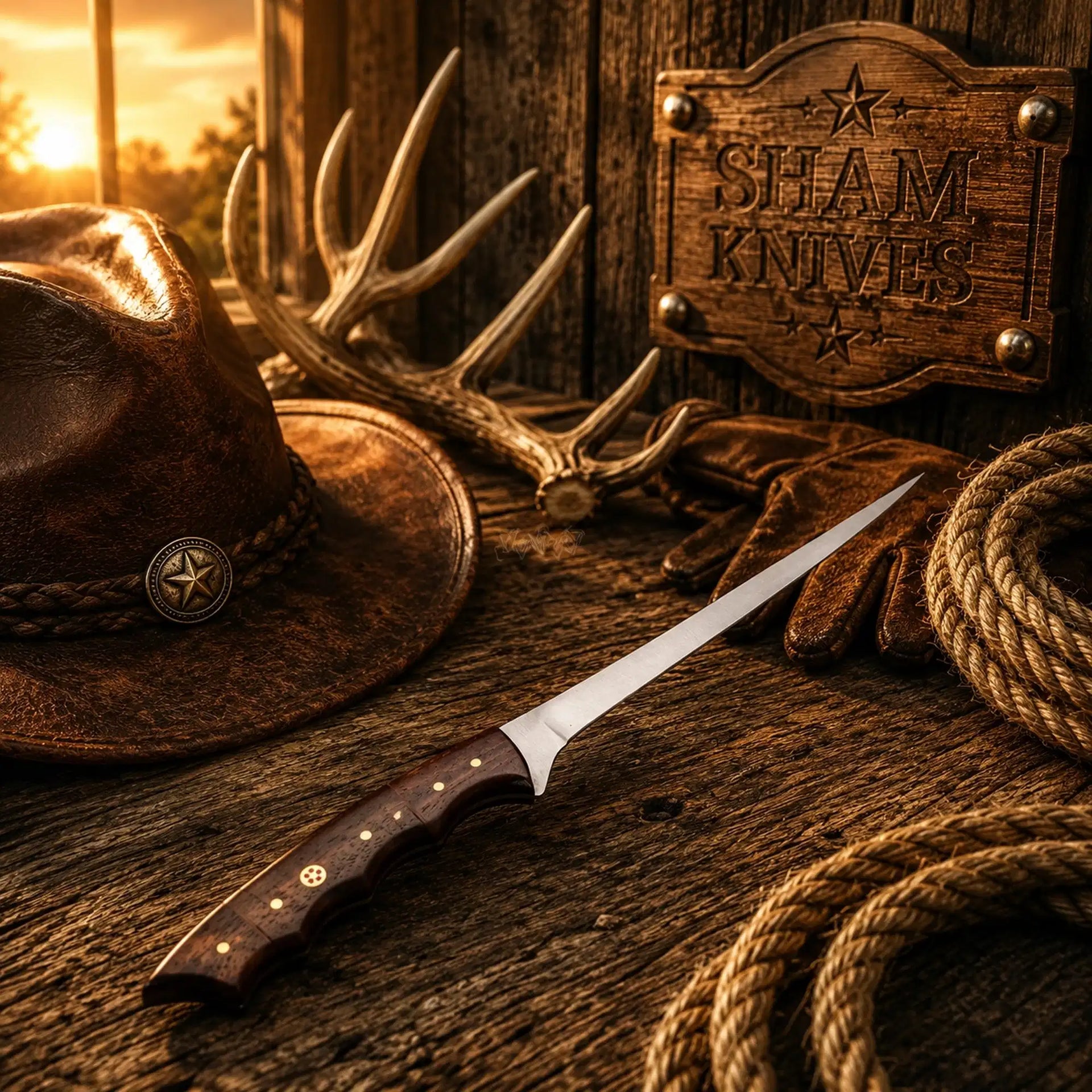 13” Wood Ridge Handmade D2 Steel Fillet Fishing Knife Best Gift for Him