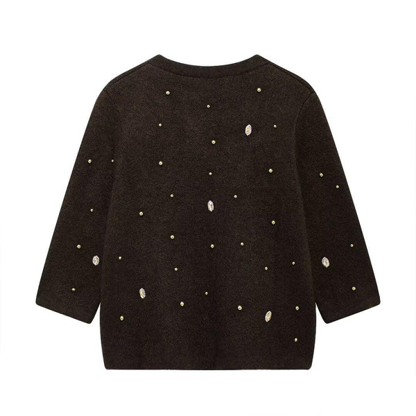 Autumn Jewelry Beaded Knitted Cardigan Coat