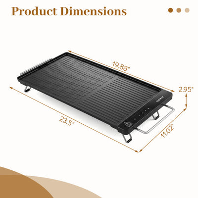 1300W Indoor Electric Grill with Removable Touch Panel-Black