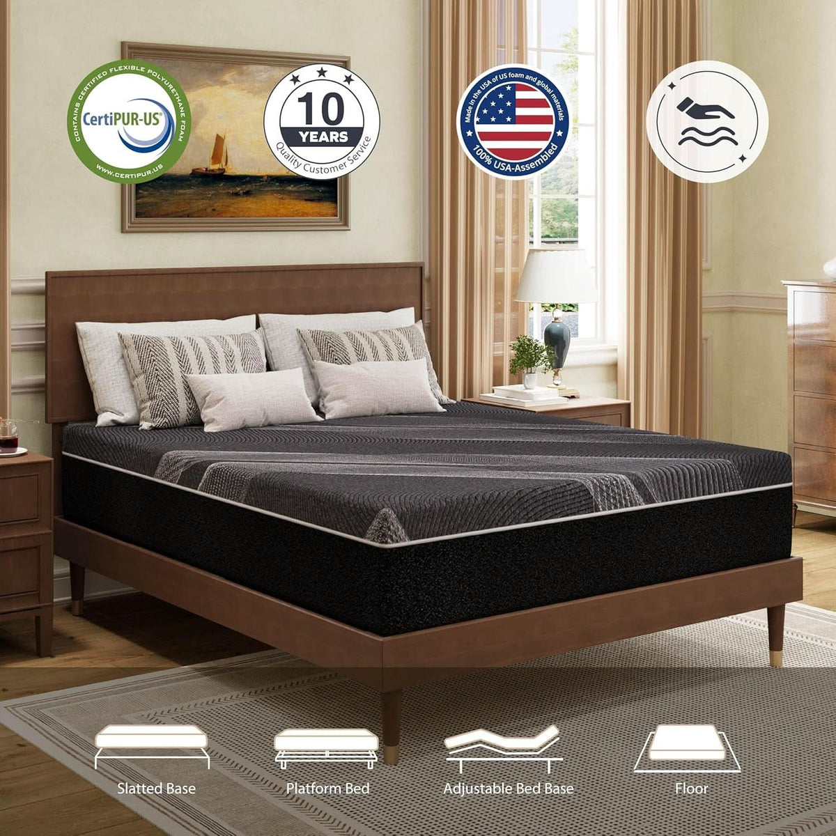Queen Size Gel Memory Foam Mattress Certipur Certified