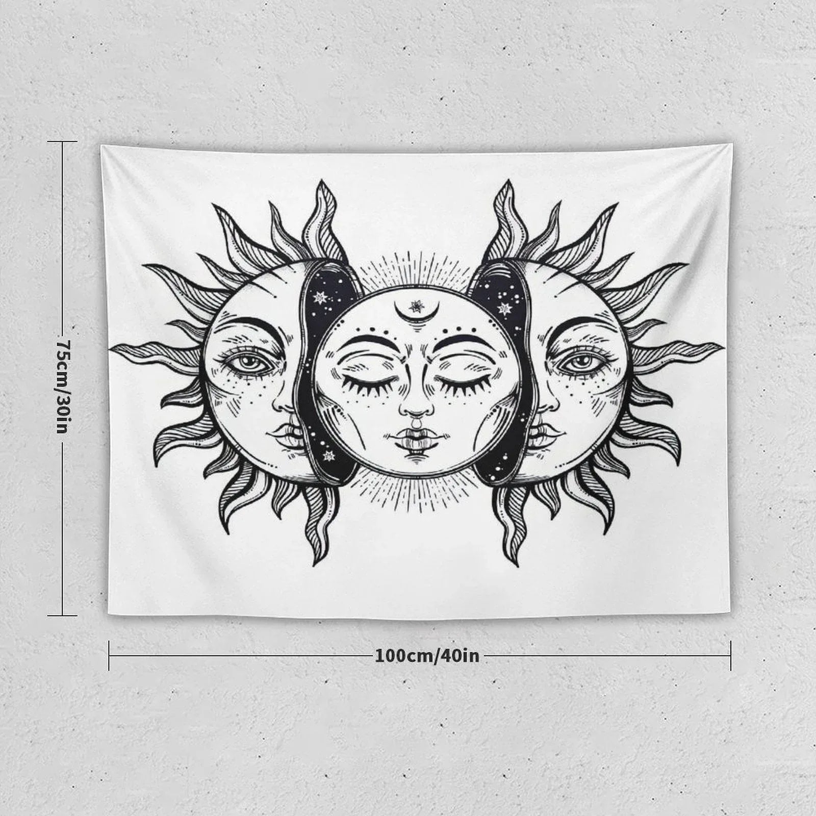 Vintage Solar Sun And Moon Tapestry