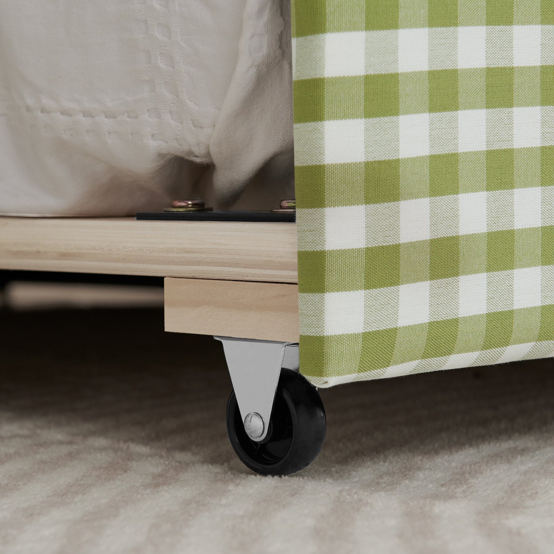 Cozy Gingham Daybed with Trundle - Twin Size Sofa Bed