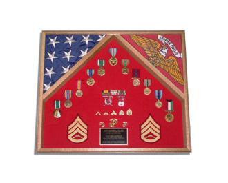 Marine Corps Retirement Gift, Marine Corps flag cases - Oak
