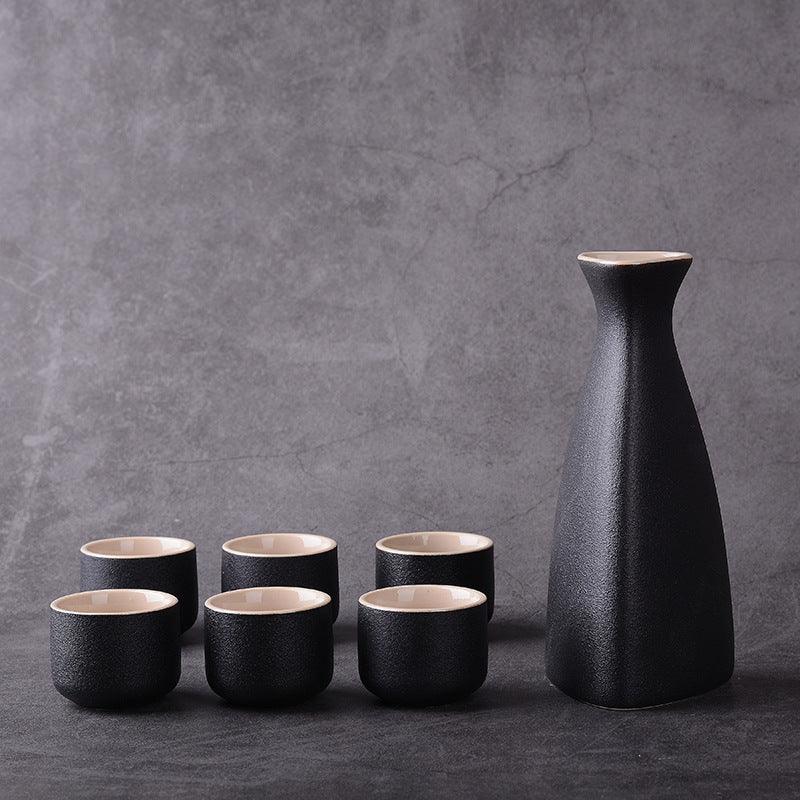 Japanese and Korean Ceramic Wine Set - Seven Pieces