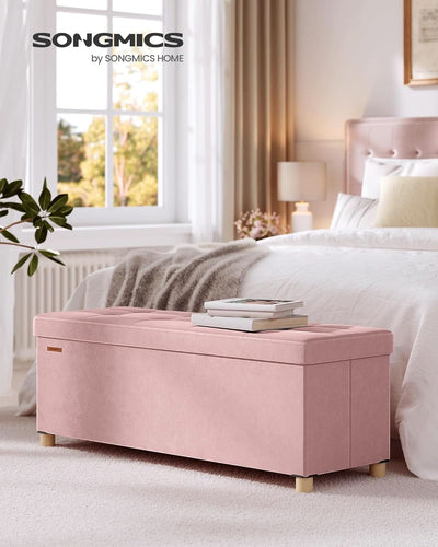 Jelly Pink Velvet Extra Large Storage Ottoman Chest