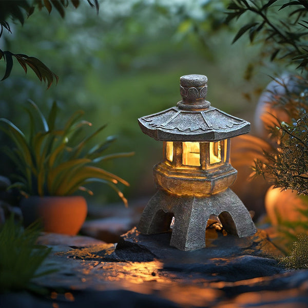 Solar-Powered Zen Garden Decor: Pagoda Lanterns & Statues - Gifts for You 'n Me