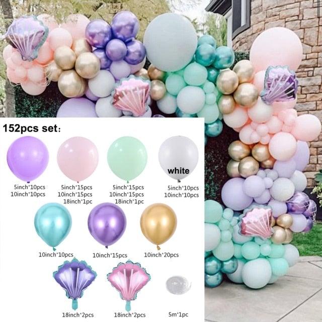 132Pcs/set Mermaid Balloon Arch Kit Mermaid Tail Balloons Mermaid Party Decoration Balloons For Party Girl Birthday Party Modern Decoration