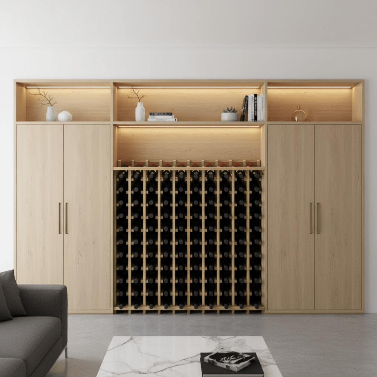 Wooden Pine Wine Rack Base Unit Insert Customizable Bottle Storage for 100+ Bottles