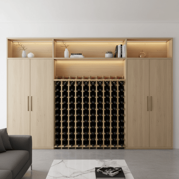 Wooden Pine Wine Rack Base Unit Insert Customizable Bottle Storage for 100+ Bottles