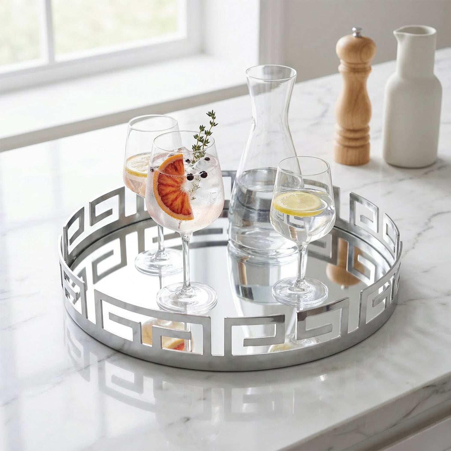 Silver Mirror Tray 15-Inch Round