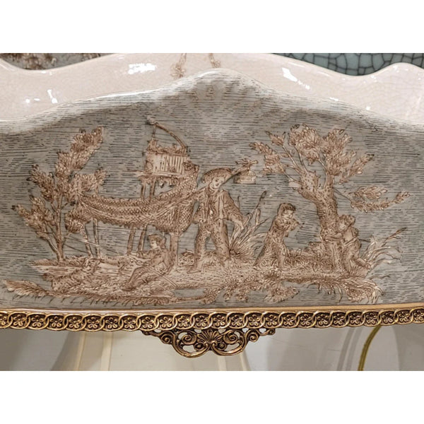 Bronze Ormolu Swan Handled Planter 13338