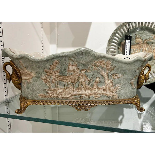 Bronze Ormolu Swan Handled Planter 13338