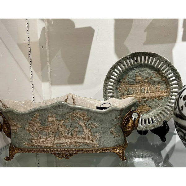 Bronze Ormolu Swan Handled Planter 13338