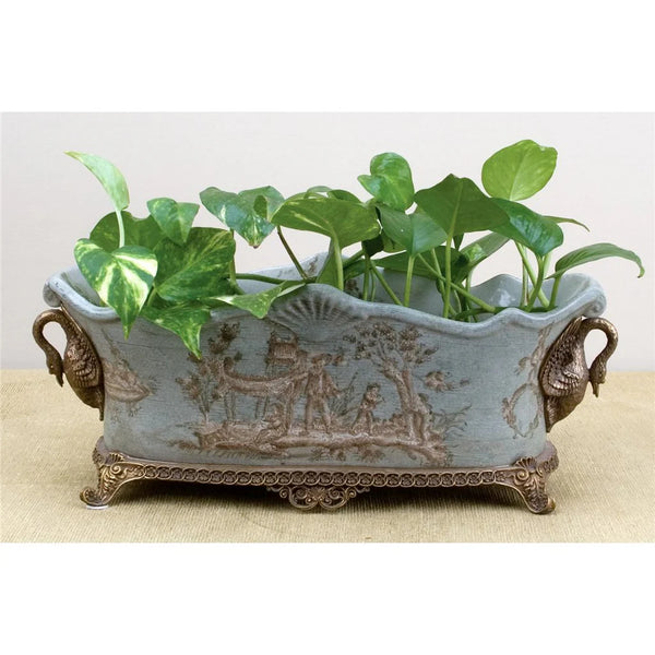 Bronze Ormolu Swan Handled Planter 13338
