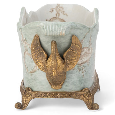 Bronze Ormolu Swan Handled Planter 13338